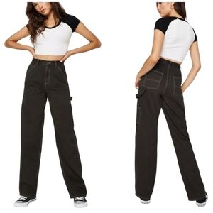 NWOT Garage Carpenter Pants Size 5 White Stitching | Wide Leg.| Goth Streetwear